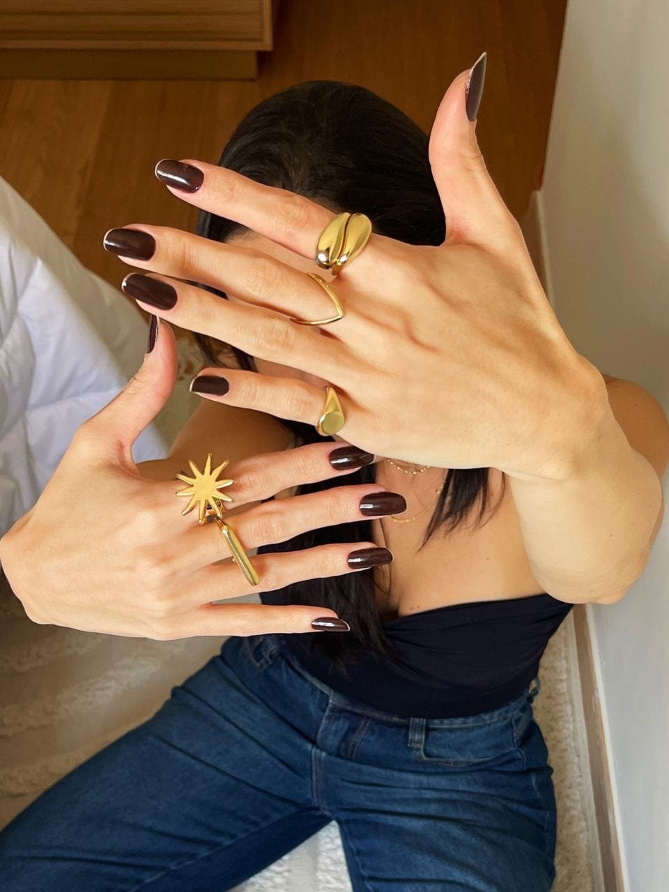 Anel Sunny Regulável Ouro 18k