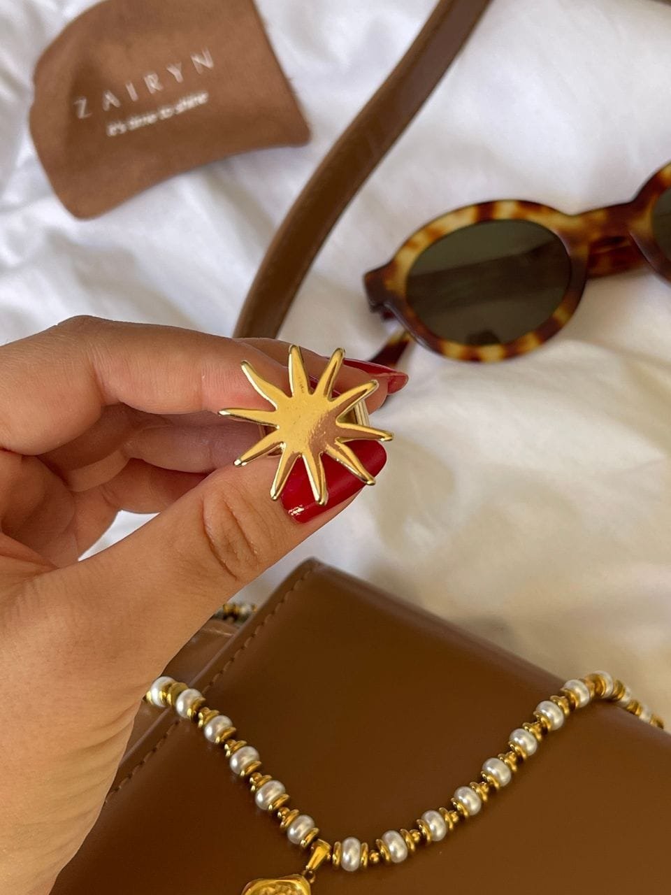 Anel Sunny Regulável Ouro 18k