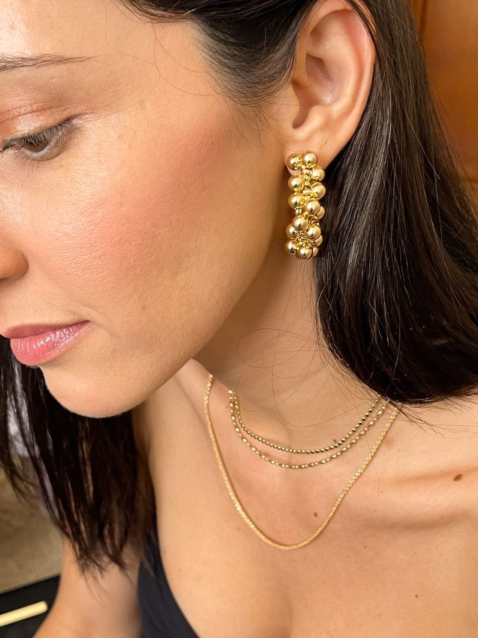 Argola Maxi Esferas Ouro 18k