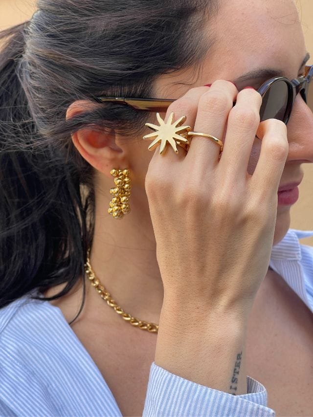 Argola Maxi Esferas Ouro 18k