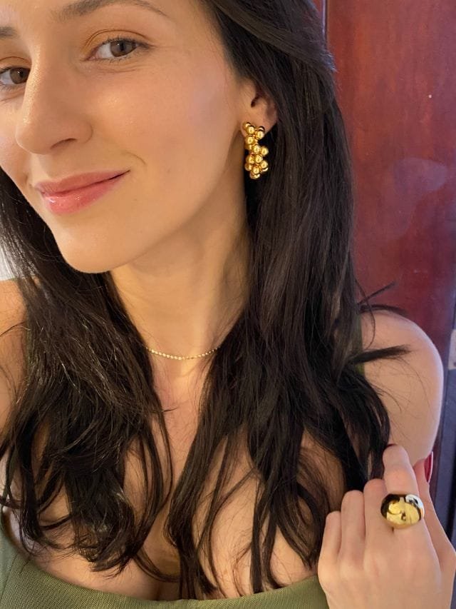 Argola Maxi Esferas Ouro 18k